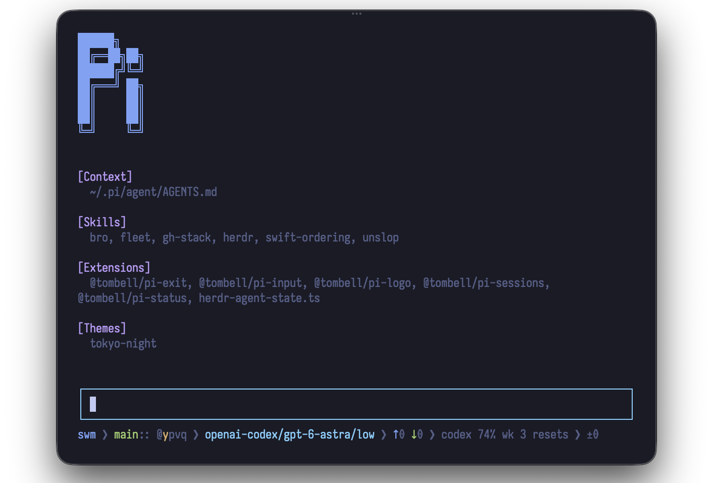 Minimal Pi agent setup